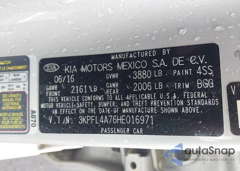 2017 Kia Forte Lx from USA, damaged, VIN 3KPFL4A76HE016971